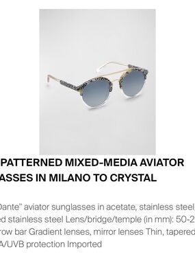 KREWE Patterned Crystal and Gray Gradient Round Aviator Sunglasses